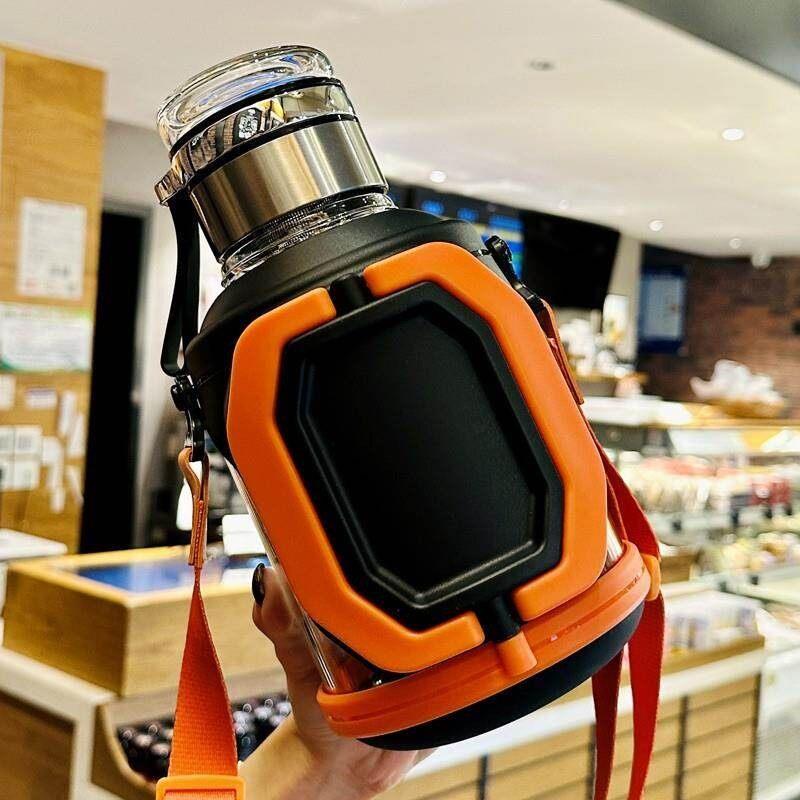 高硼硅玻璃杯带把手吨吨桶可泡茶杯茶水分离2000ml大容量水壶墩墩图片