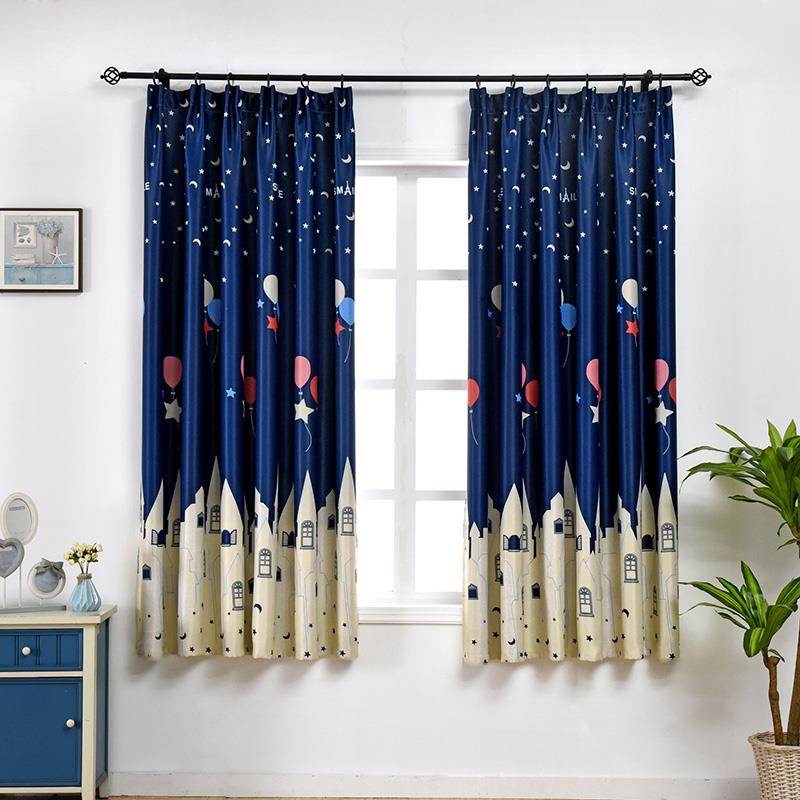 亚畅网红ins 小窗帘成品遮光布飘窗短帘简约现代儿童卧室租房平面