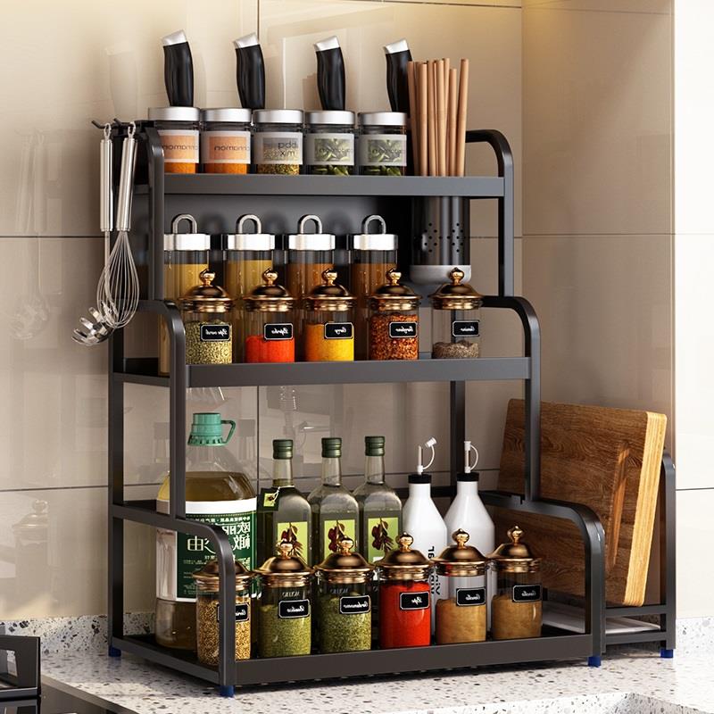 厨房调料置物架调味品台面家用放油盐酱醋304不锈钢多功能收纳架