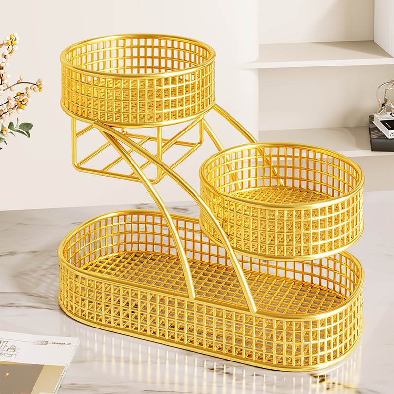 果盘客厅茶几家用水果盘多层水果收纳筐零食摆放盘轻奢高档置物架