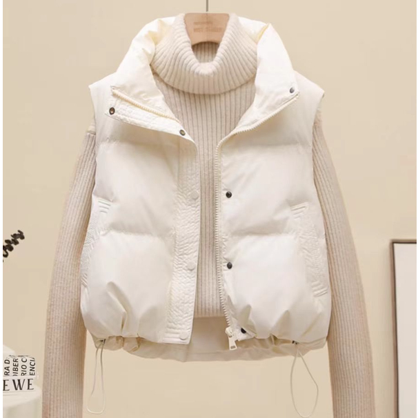 小个子胖mm羽绒棉服马甲女生2024秋冬款免洗宽松显瘦立领外套马夹