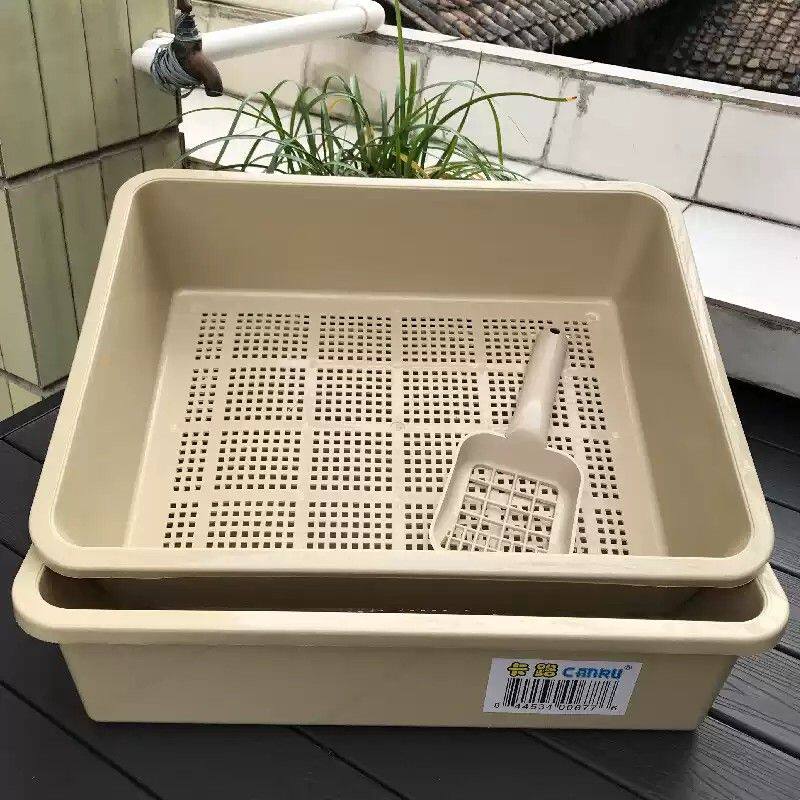 双层大号松木猫砂盆豆腐猫砂盆猫厕所龟苗箱育乌龟饲养盒养龟专用