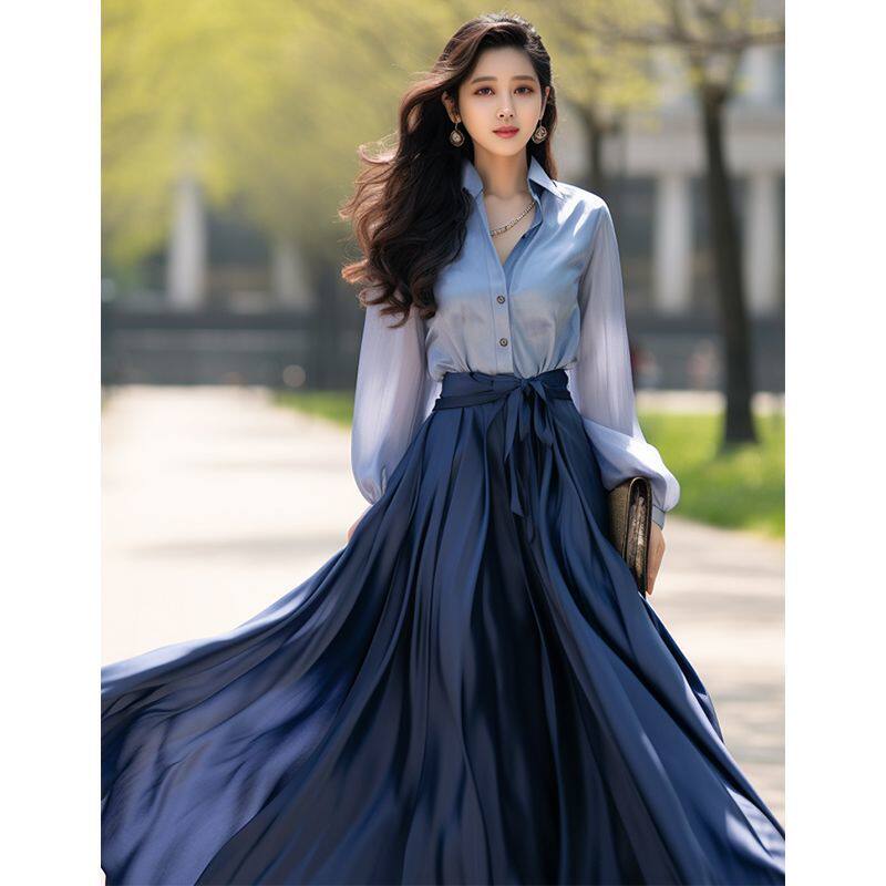 现货】气质女神范小个子穿搭一整套高级感小香风衬衫半身裙套装秋