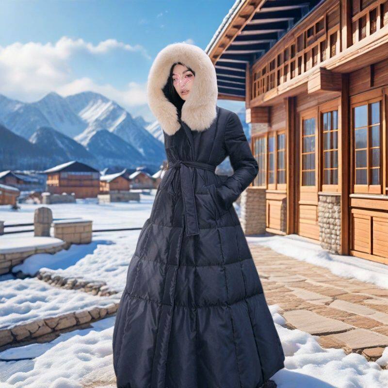 长款羽绒棉服女2024冬季新款收腰显瘦时尚中长款过膝加厚外套潮