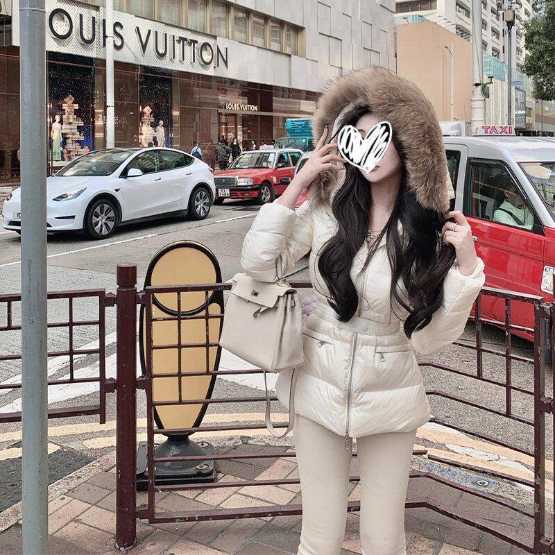 新款冬装法式高级感羽绒棉服女中长款大毛领外套女款
