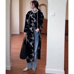 2024新中式国风冬装外套女新款气质收腰上衣高级感中长款大衣加厚