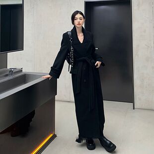 呢子大衣女2024新款长款秋冬高级感加厚黑色毛呢外套女