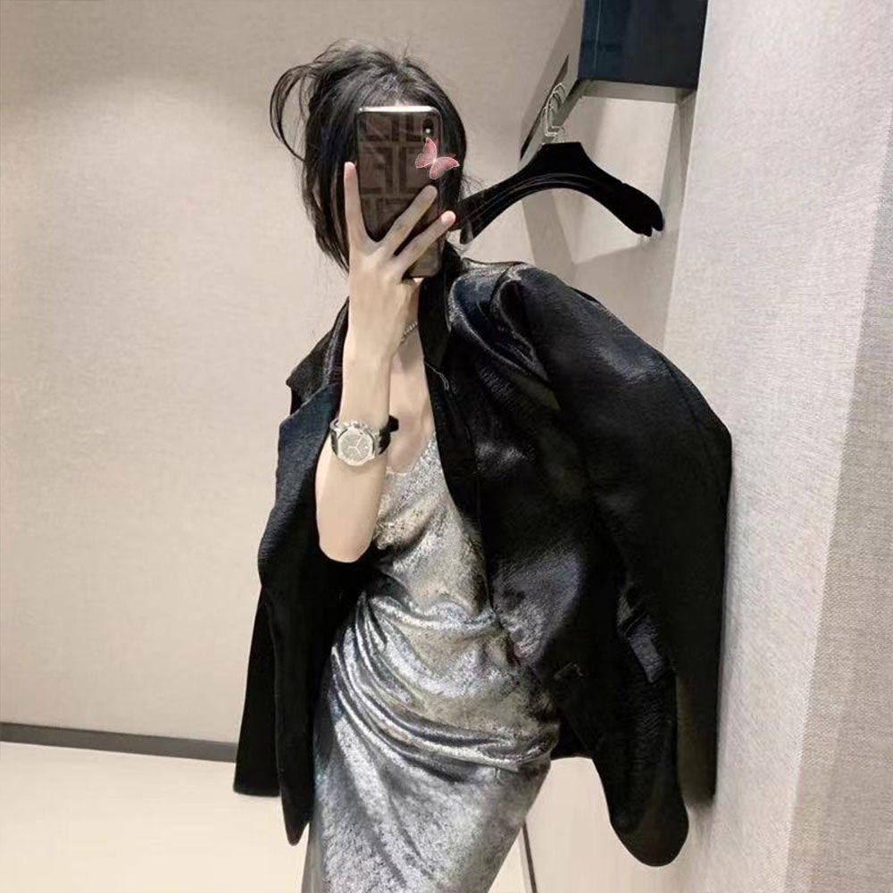 2024秋新款黑色女装御姐高级感炸街西装外套垫肩上衣