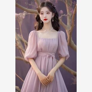高级气质法式小众高端连衣裙子夏装2025新在逃公主古着vintage裙
