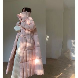 显瘦名媛系带收腰加厚保暖外套女 冬新款 羽绒棉服新款 长款 过膝冬季