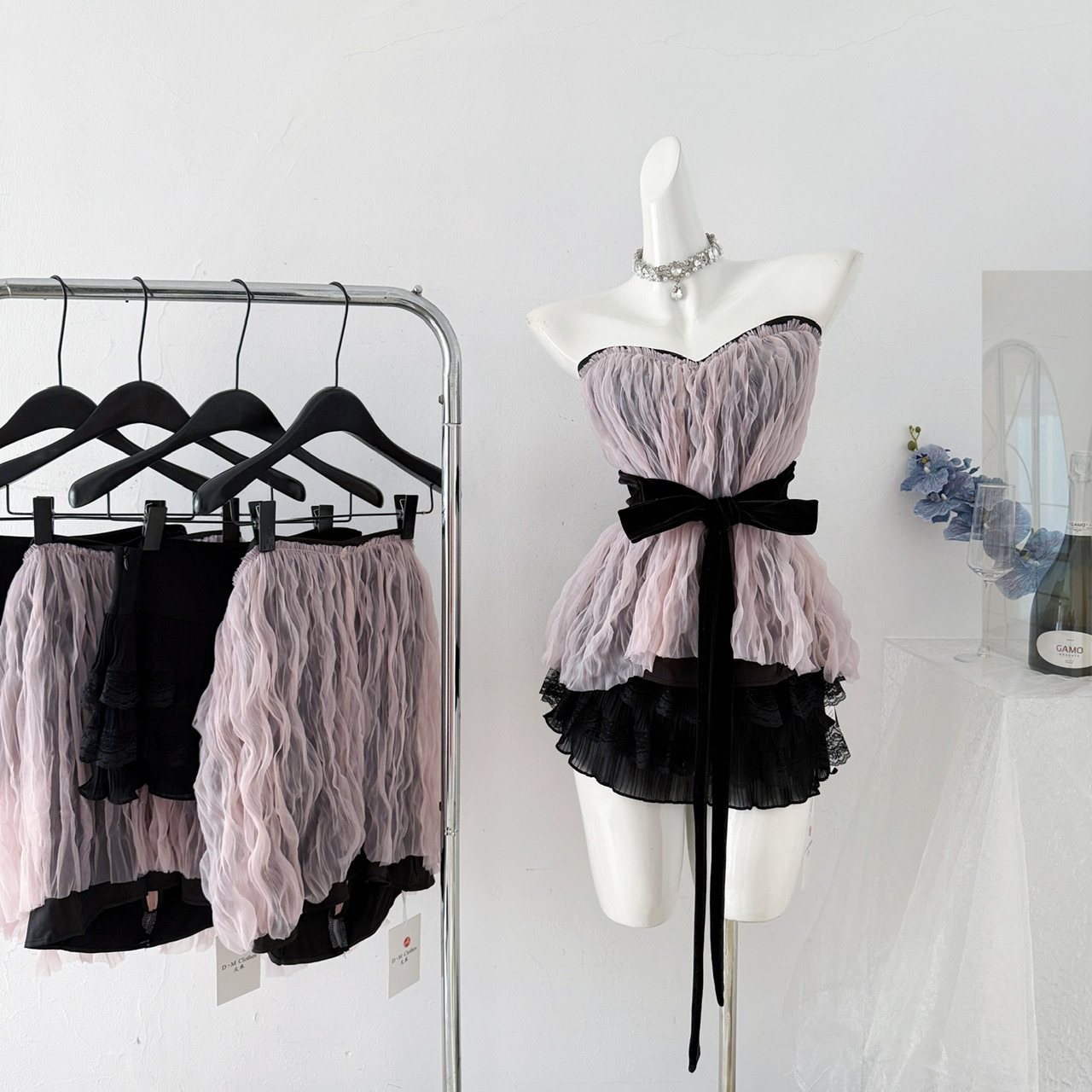 SAA蔷薇粉色肌理褶皱腰封抹胸背心夏季带胸垫,女装/女士精品,时尚套装,淘宝优惠券,粉丝福利购,淘宝优惠卷