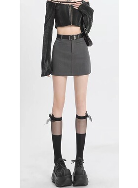 SAA春夏新款灰色西装半身裙女高腰A字显瘦防走光安全裤短裙百搭