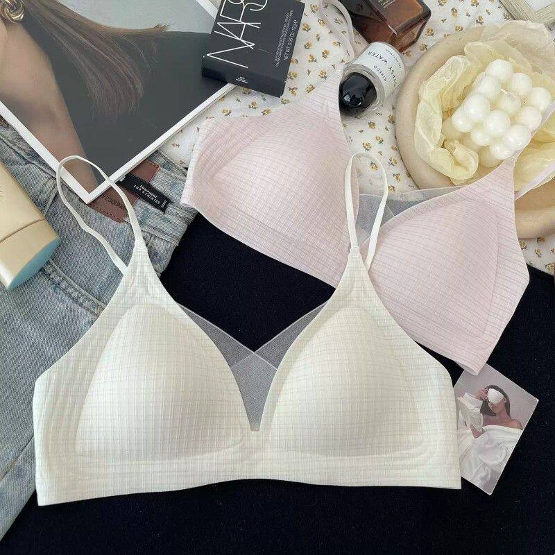 无痕三角杯内衣女夏季薄款无钢圈聚拢轻薄显瘦细肩带美背文胸罩