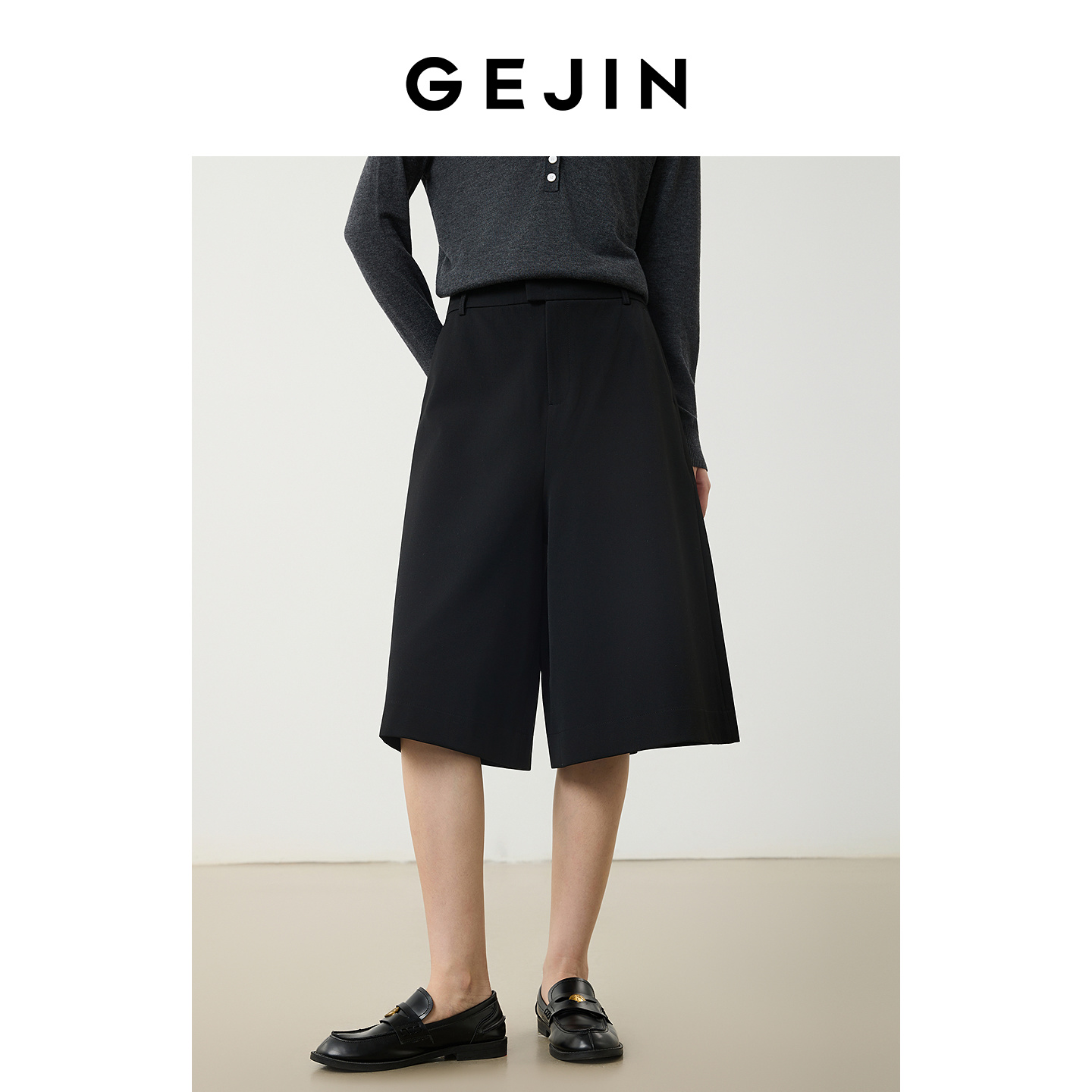 歌锦商场同款时尚通勤直筒阔腿休闲裤女2025年冬季新款7分裤女裤