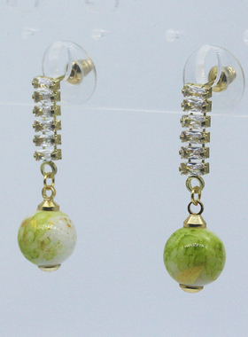 景德镇陶瓷耳环钉坠小饰品黄绿色极简约写意中式国潮风文创设计师