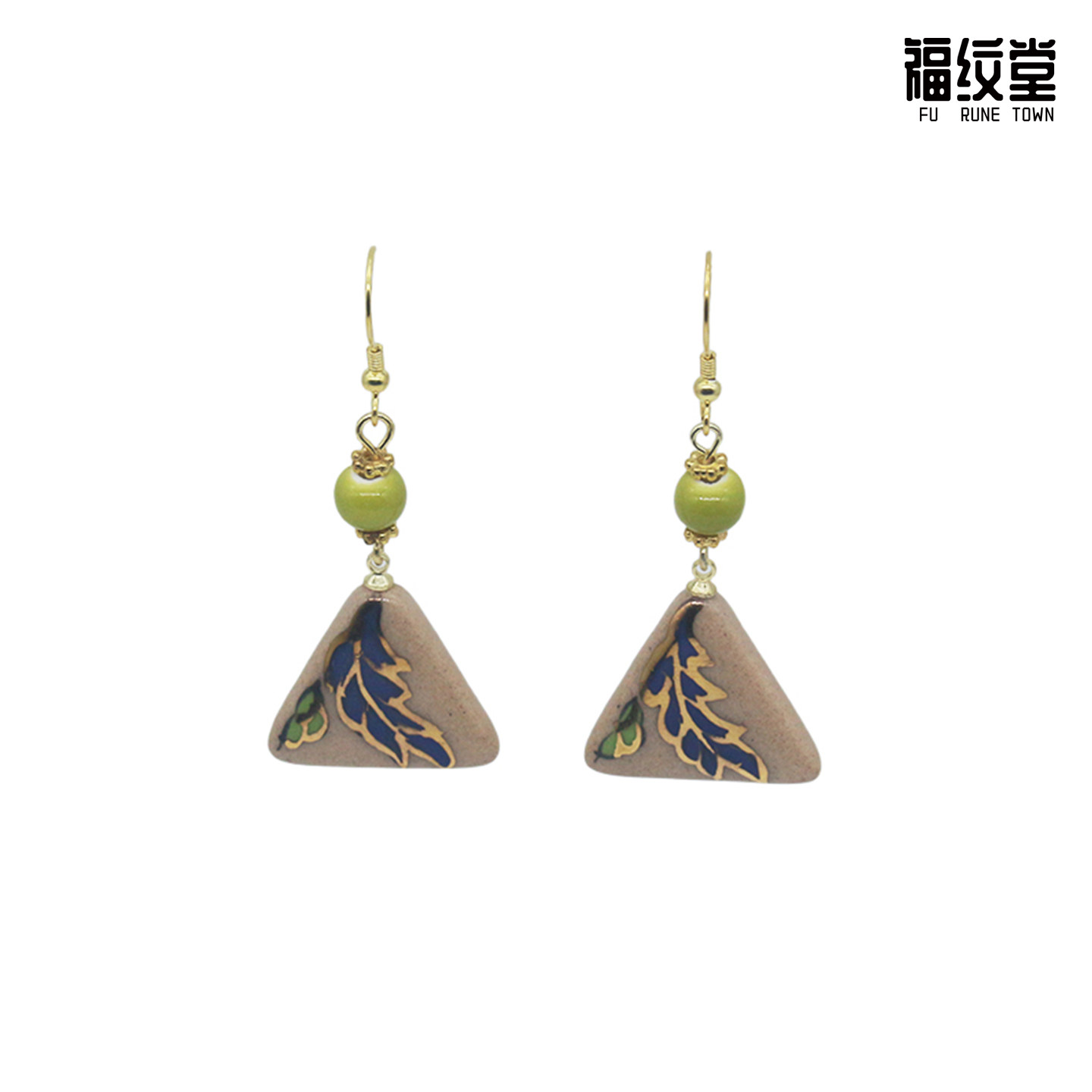 敦煌莲花藻井纹景德镇陶瓷耳环耳饰非遗手工新中式耳坠原创设计师