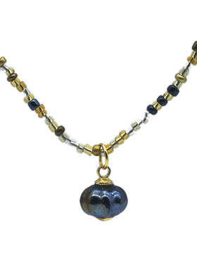 景德镇陶瓷项链吊坠米珠陶溪川文创南瓜黑金饰品锁骨链石高级轻奢