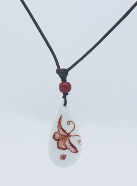 景德镇柴烧手绘青花斗彩粉彩项链