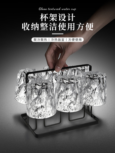 覆古压花冰川玻璃饮水杯集为家庭客厅好客的豪华高端茶具水壶