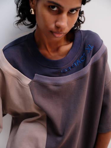 半袖oversize柔软拼接棉男女同款