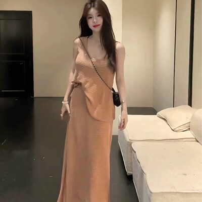 韩版慵懒风无袖吊带上衣休闲半身裙女2026夏季新款日常百搭两件套