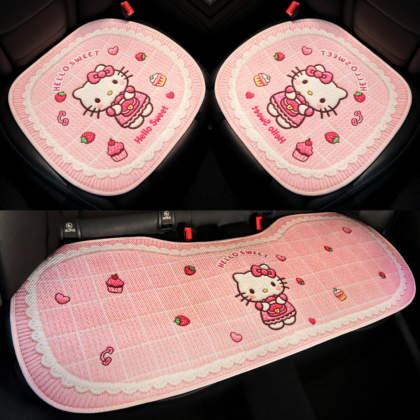 HelloKitty汽车坐垫夏季透气卡通可爱座垫女士粉色座椅垫四季通用