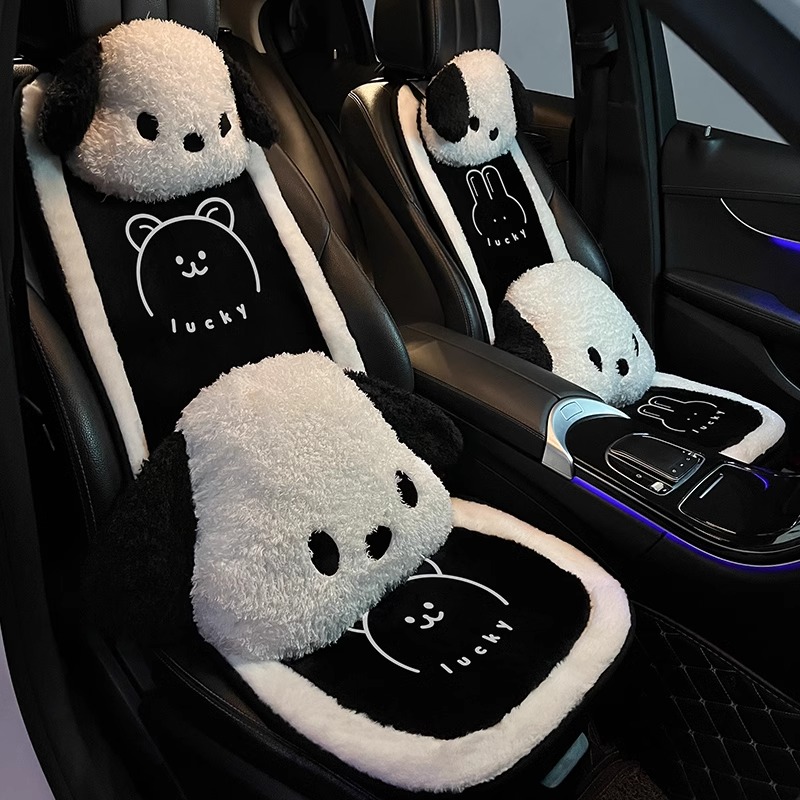 汽车坐垫秋冬季毛绒四季通用可爱女神座椅半包保暖冬天车座套座垫