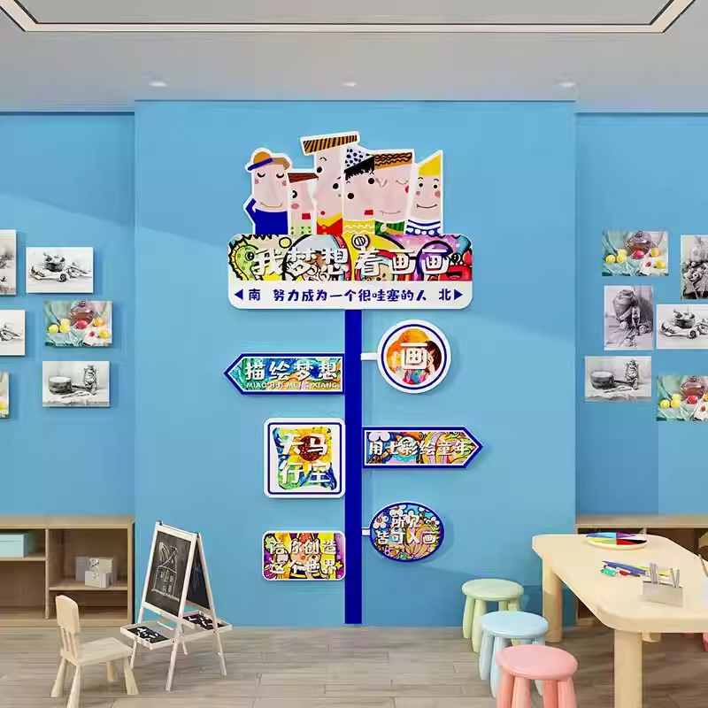 画室布置美术教室墙面装饰艺术培训机构班级文化环创前台背景挂画