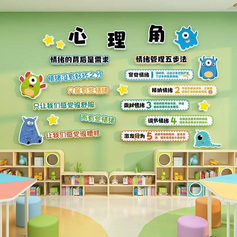 班级心理角布置墙贴装饰画小学生幼儿园学校教室心理健康疏导挂图