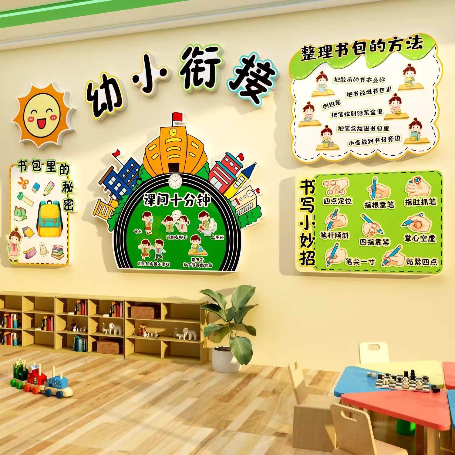 幼小衔接班环创板儿园墙面装饰贴主题半成品材料布置文化走廊教室