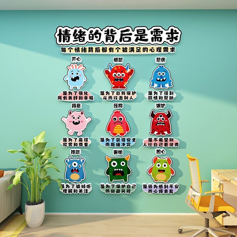 班级心理角布置墙贴装饰画小学生幼儿园学校教室心理健康疏导挂图