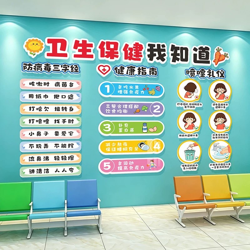 儿童医院儿科走廊健康宣教墙贴卫生保健室文化幼儿园医疗科普环创