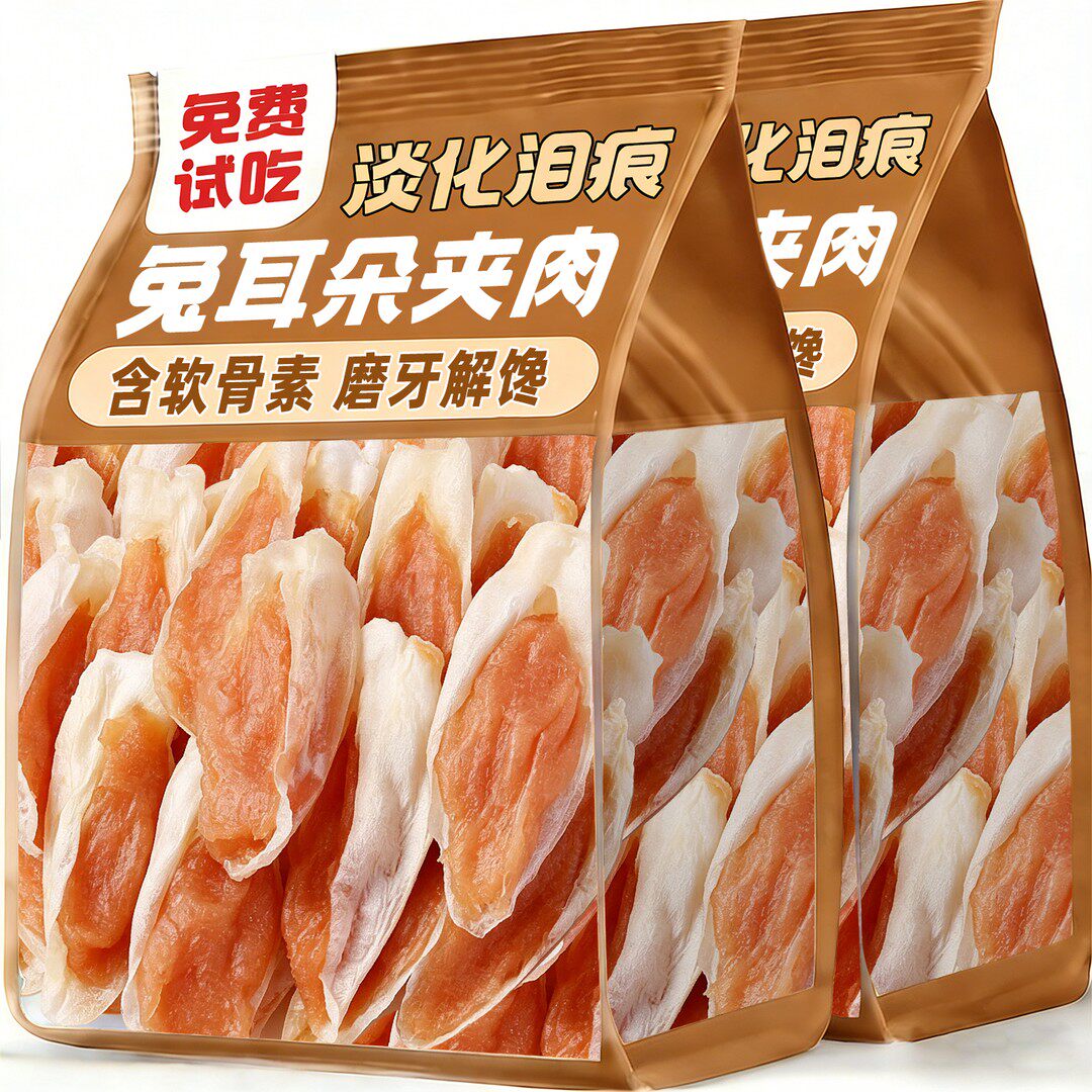 狗狗零食兔耳朵包鸡鸭肉宠物磨牙棒小型犬训练奖励通用型磨牙解馋