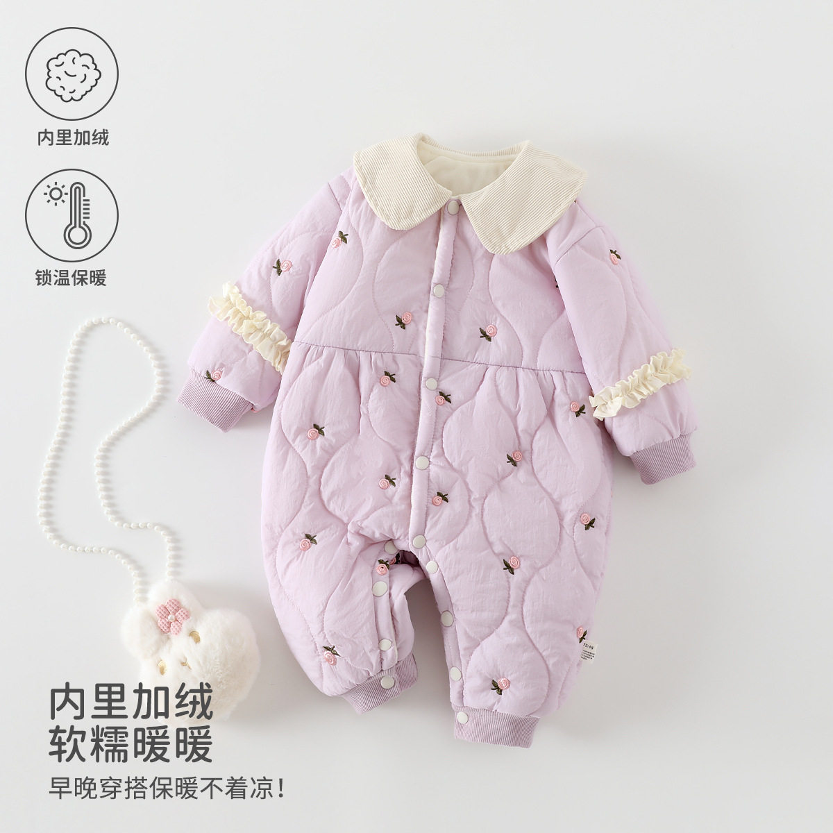 新生婴儿120g夹棉连体衣春秋冬季棉衣女宝宝衣服加厚保暖外出棉服,童装/婴儿装/亲子装,连身衣/爬服/哈衣,淘宝优惠券,粉丝福利购,淘宝优惠卷