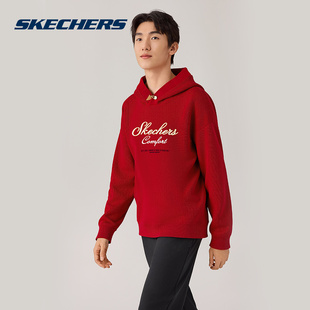 Skechers斯凯奇连帽男女同款针织时尚潮流2026新年春卫衣L126U014