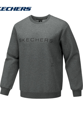 Skechers斯凯奇简约灰色圆领套头衫秋冬男运动卫衣 P425M030/00TT
