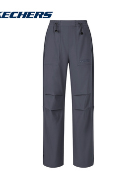 Skechers斯凯奇26新款女子休闲长裤宽松直筒运动裤 P126W054/0403