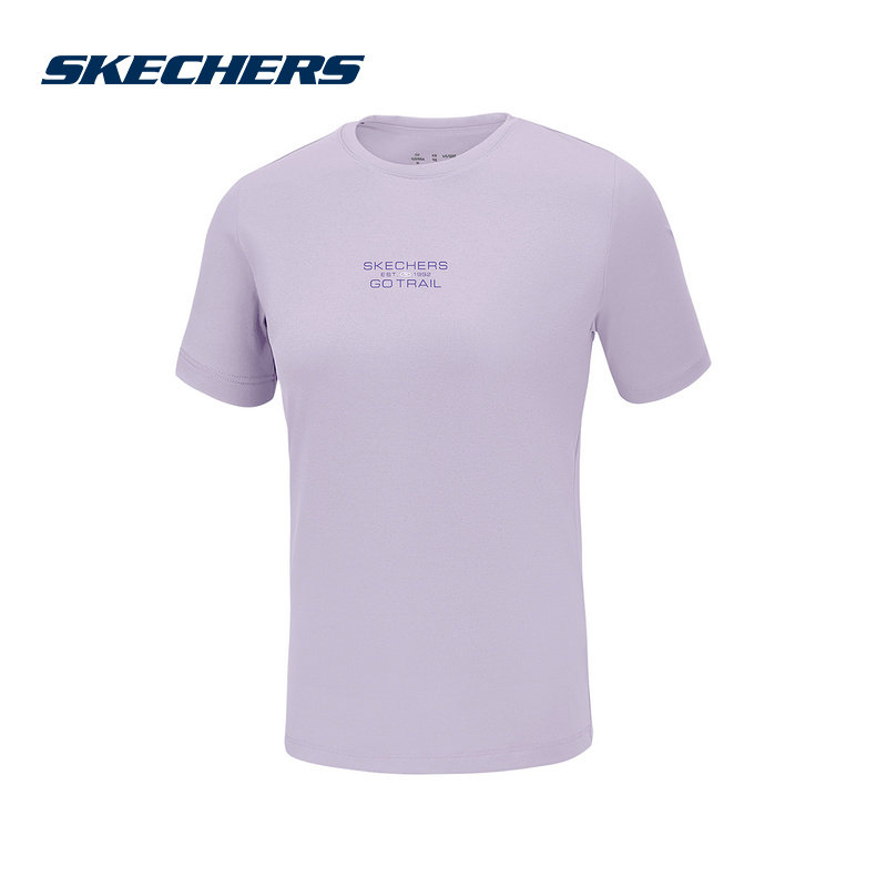 Skechers斯凯奇女子秋季针织圆领短袖T恤透气速干运动服P225W241