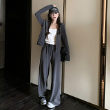 新款-现货绒感休闲上衣外套＋垂感直筒裤套装-7733-p175-k238，女装套装/套裙，2C168