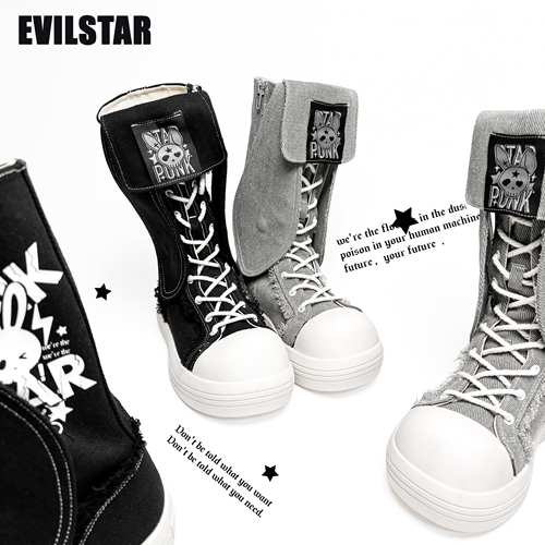 截团展示大头邦尼原创兔耳帆布厚底朋克亚文化Lolita平底女鞋