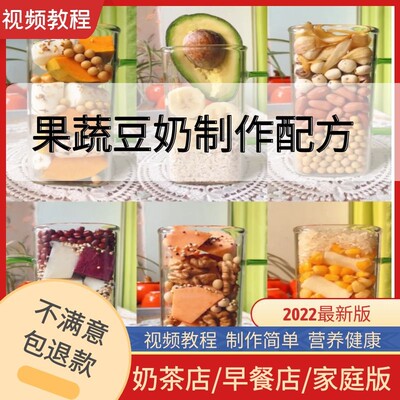 果蔬豆奶豆浆制作技术配方教程 早餐小吃 视频培训代餐饮品配方