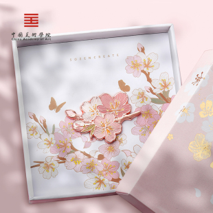 中国美术学院文创桃花胸针新婚礼盒闺蜜高级国风生日礼物毕业饰品