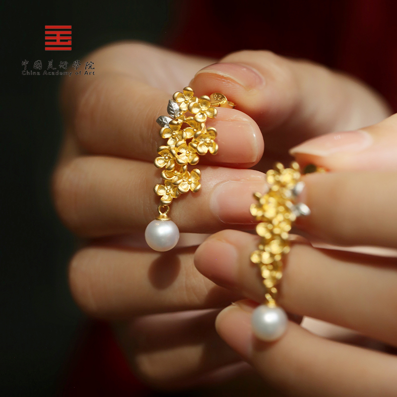 中国美术学院纯银桂花耳坠