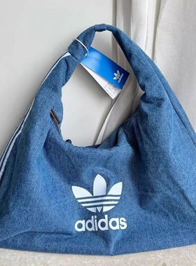 adidas阿迪达斯棉质牛仔蓝男女包云朵包大容量手提包休闲包IX7693