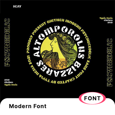 复古时尚潮流酸性逆反差潮牌logo音乐游戏海报英文字体Giuthen