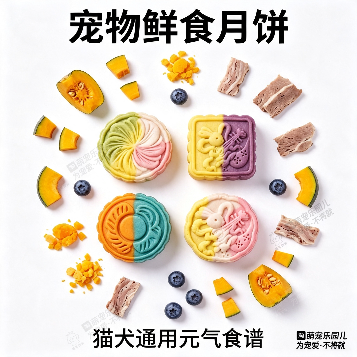 猫咪中秋月饼鸡肉狗狗营养纯肉无添加鲜食宠物奖励手工零食礼盒