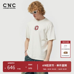 【100%棉】CNC男装奥莱简约印花短袖T恤夏季宽松透气轻奢休闲上衣