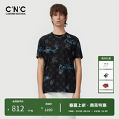 字母提花满印短袖 奥莱宽松透气潮流时尚 CNC男装 T恤 亲肤纯棉