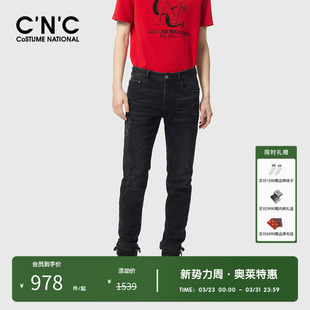 烫钻图案修身 牛仔裤 款 CNC男装 百搭长裤 男士 时尚 奥莱秋冬新款