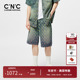 奥莱LOGO图案绣花渐变牛仔短裤 男夏季 新款 CNC男装 潮流休闲五分裤